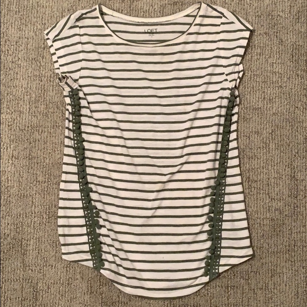 Loft Striped Shirt w/Mini PomPom Side Ribbing